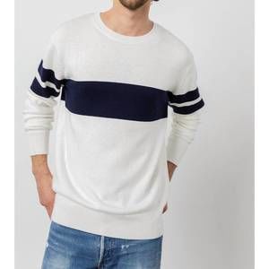 NEW RAILS delmar surf sweater in white/navy